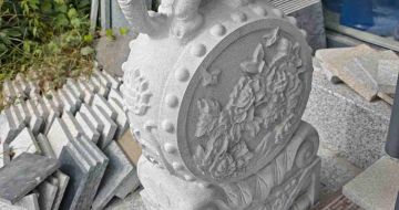 平凉芝麻白抱鼓石 庭院抱鼓石