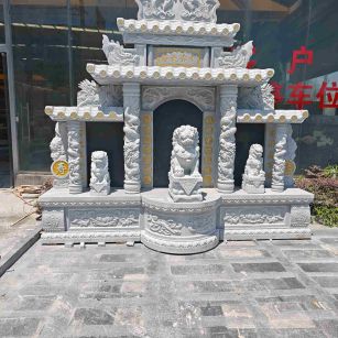 平凉芝麻白中国黑石材套墓 花岗岩墓碑